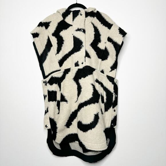 IRO Morri Vest Coat Abstract Pattern Hood Black and White Size 34 / US XS - Picture 2 of 14